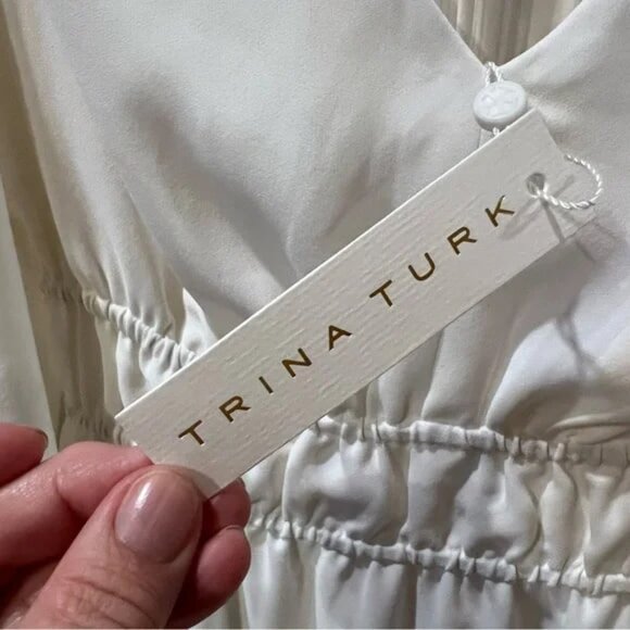 Trina Turk White Long Sleeve Dress - Picture 5 of 6